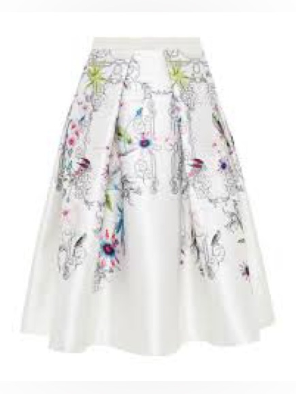 Ted Baker Petale Passion Flower Full Skirt in ivory featuring a multicolor flora